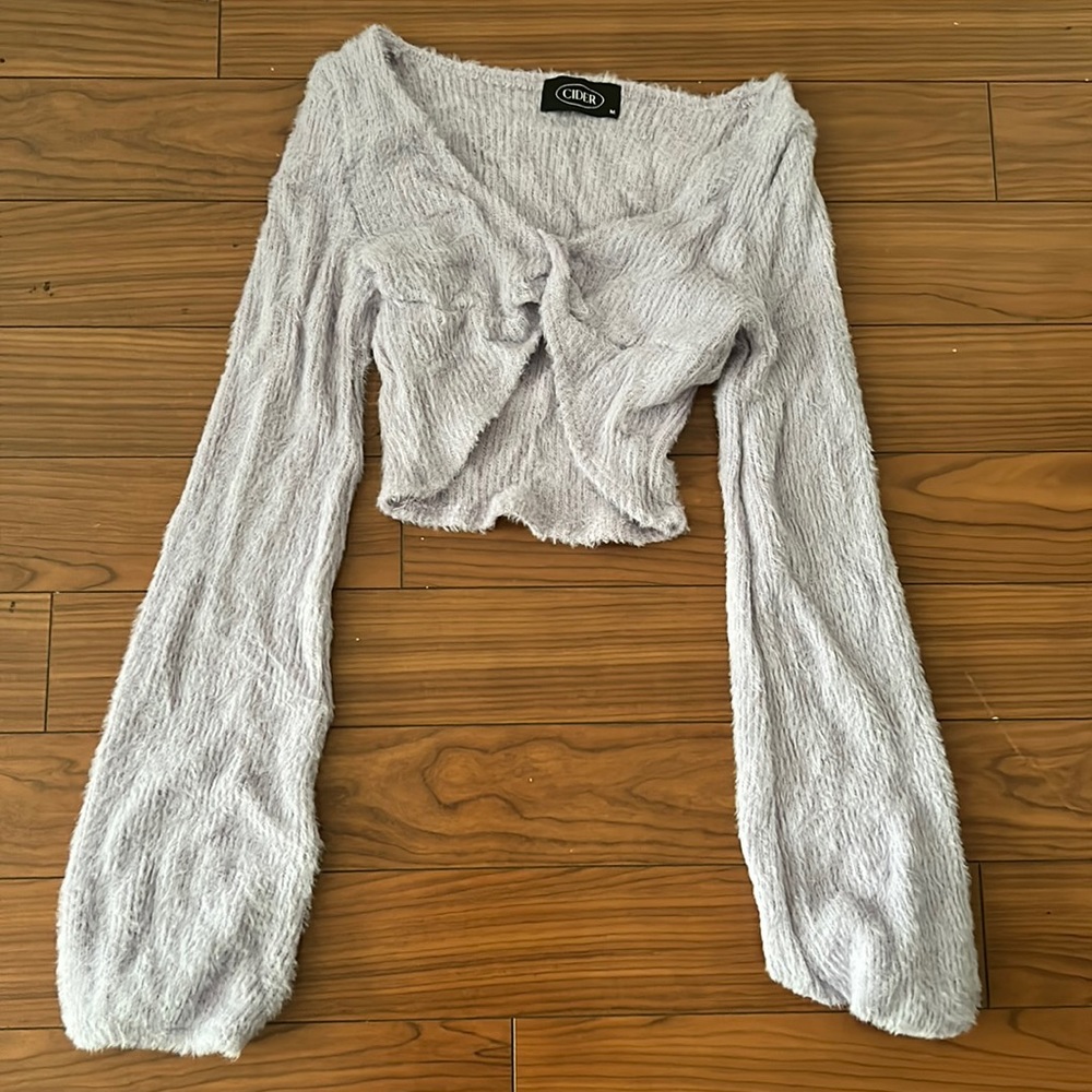 Cropped purple fuzzy long sleeve